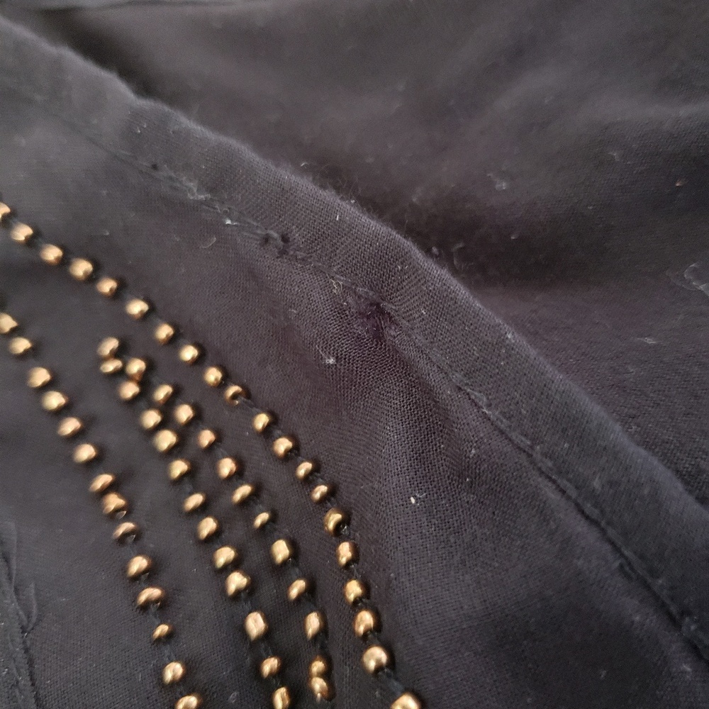 Ecru Bronze Beaded Black Tank Sz XS - Picture 5 of 6